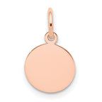 14k Rose Gold Plain .009 Gauge Round Engraveable 10mm Disc Charm