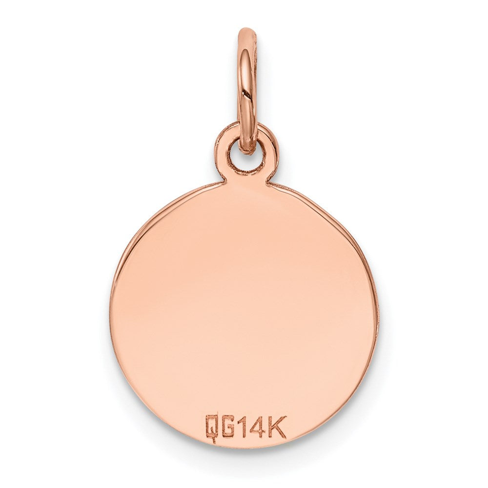 14k Rose Gold Plain .027 Gauge Round Engraveable 12mm Disc Charm
