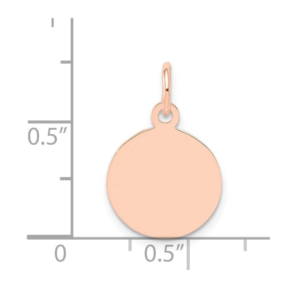 14k Rose Gold Plain .011 Gauge Round Engraveable 12mm Disc Charm