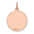 14k Rose Gold Plain .027 Gauge Round Engravable 18mm Disc Charm