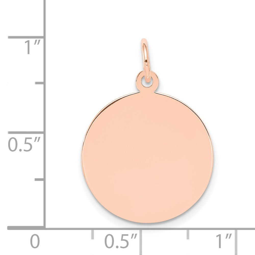 14k Rose Gold Plain .035 Gauge Round Engravable 18mm Disc Charm
