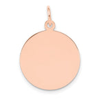 14k Rose Gold Plain .027 Gauge Round Engravable 18mm Disc Charm