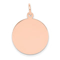 14k Rose Gold Plain .009 Gauge Round Engravable 18mm Disc Charm
