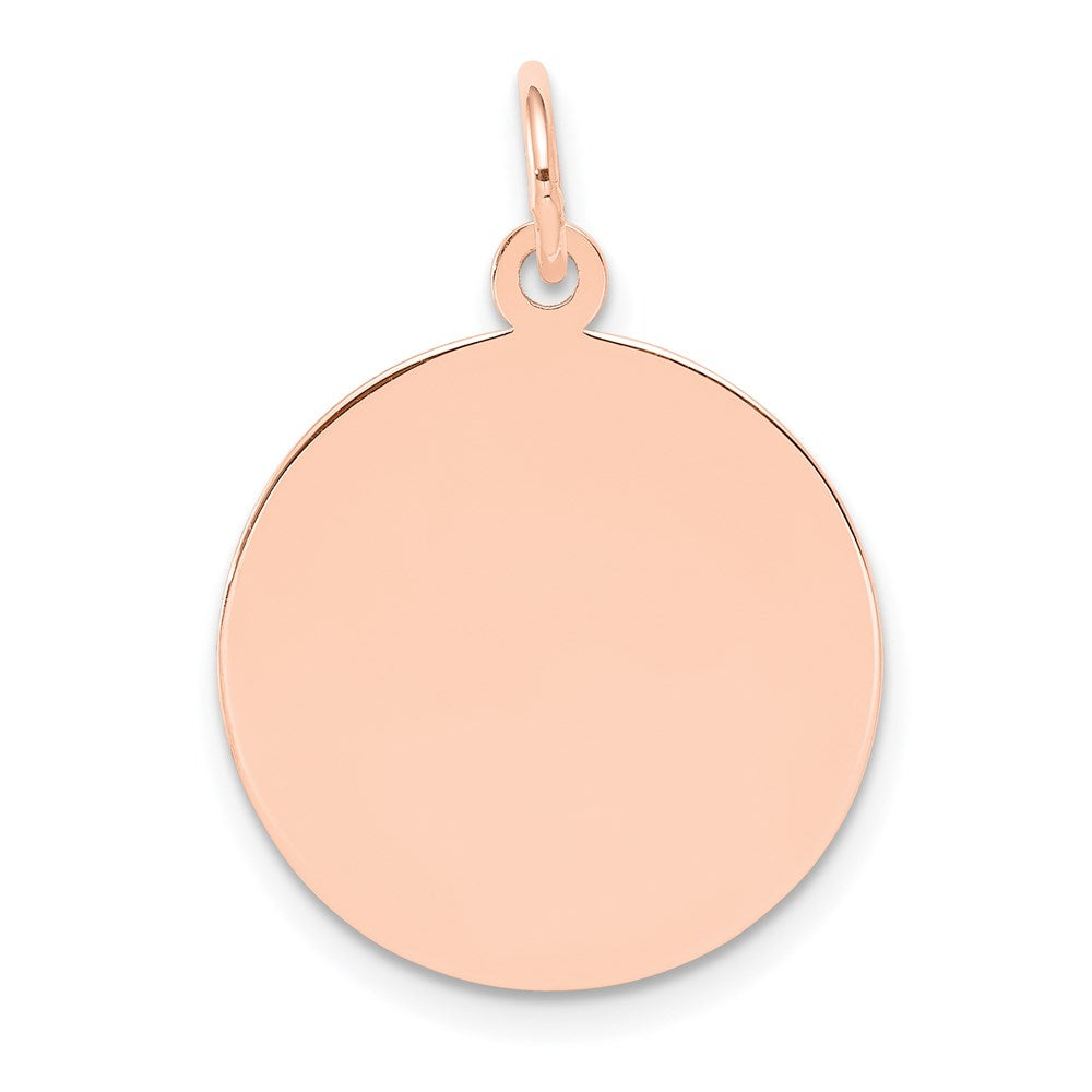 14k Rose Gold Plain .009 Gauge Round Engravable 18mm Disc Charm