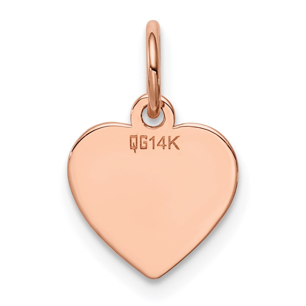 14k Rose Gold Plain .018 Gauge Engraveable Heart 11x9mm Disc Charm
