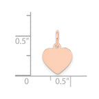 14k Rose Gold Plain .018 Gauge Engraveable Heart 11x9mm Disc Charm