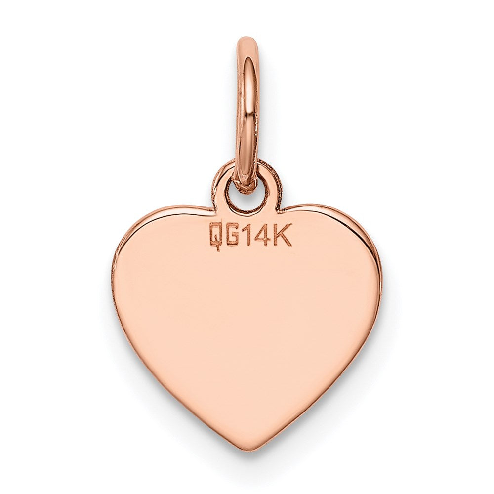 14k Rose Gold Plain .011 Gauge Engraveable Heart 12x10mm Disc Charm
