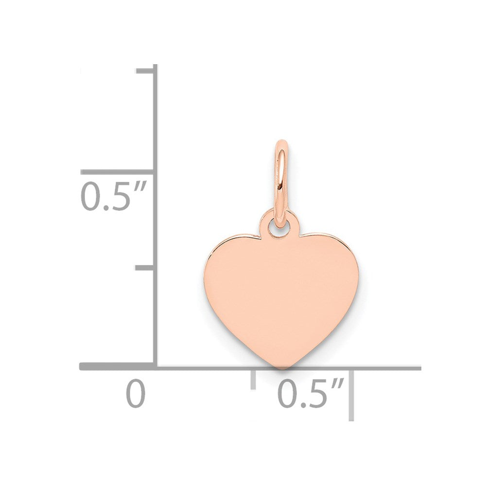 14k Rose Gold Plain .011 Gauge Engraveable Heart 12x10mm Disc Charm