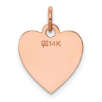 14k Rose Gold Plain .013 Gauge Engraveable Heart 15x14mm Disc Charm