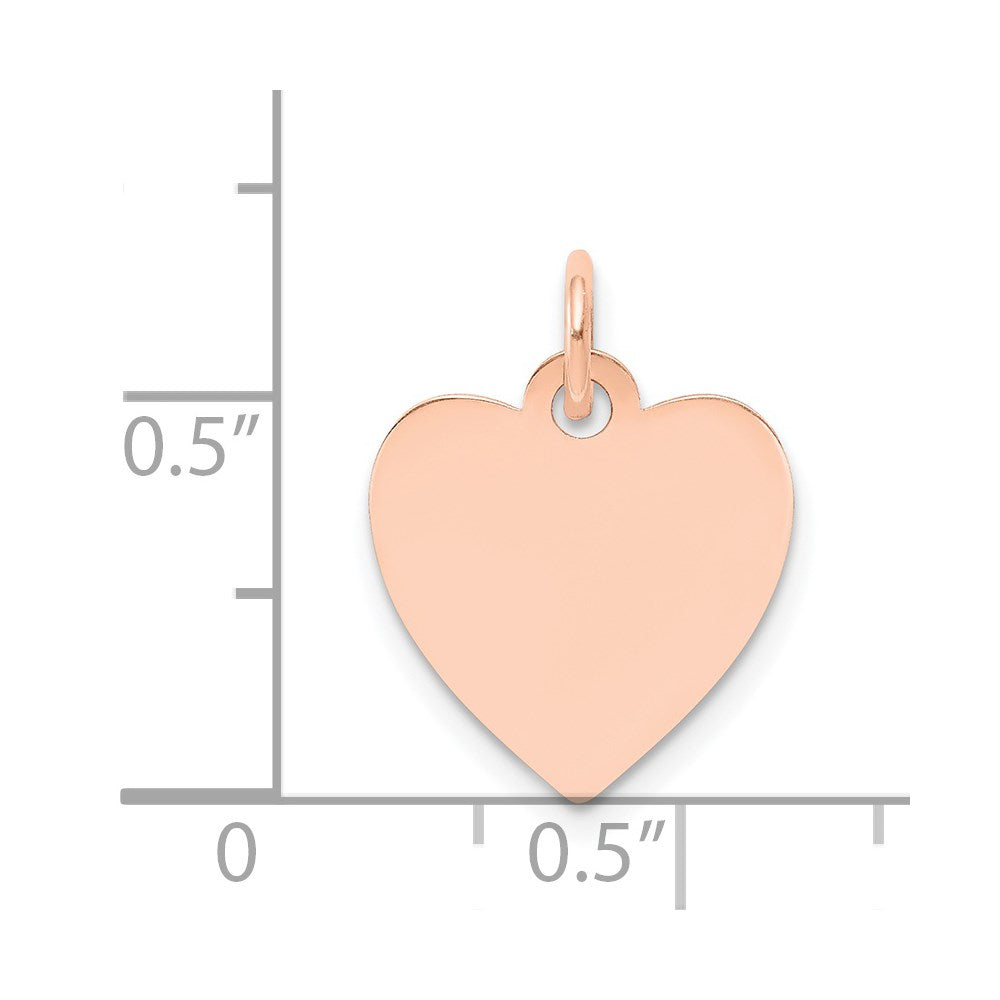14k Rose Gold Plain .018 Gauge Engraveable Heart 15x14mm Disc Charm