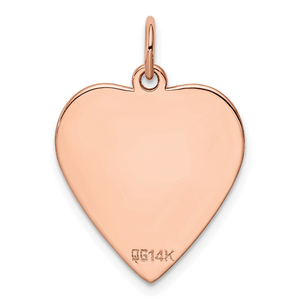 14k Rose Gold Plain .018 Gauge Engraveable Heart 21x20mm Disc Charm