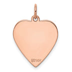 14k Rose Gold Plain .018 Gauge Engraveable Heart 21x20mm Disc Charm