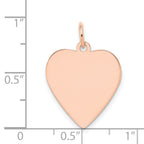 14k Rose Gold Plain .018 Gauge Engraveable Heart 21x20mm Disc Charm