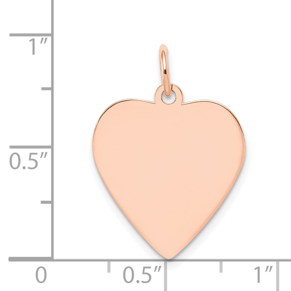 14k Rose Gold Plain .018 Gauge Engraveable Heart 21x20mm Disc Charm