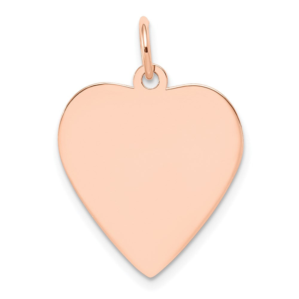 14k Rose Gold Plain .018 Gauge Engraveable Heart 21x20mm Disc Charm