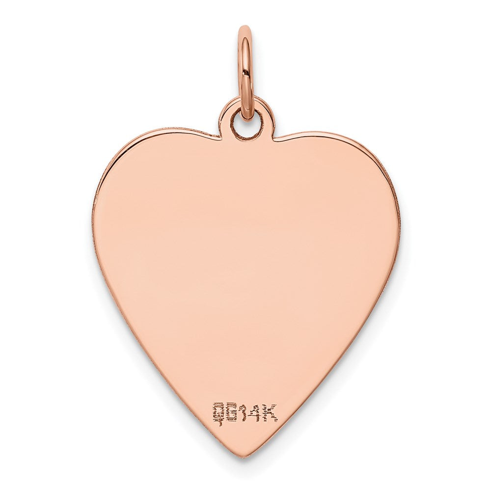 14k Rose Gold Plain .018 Gauge Engraveable Heart 24x21mm Disc Charm