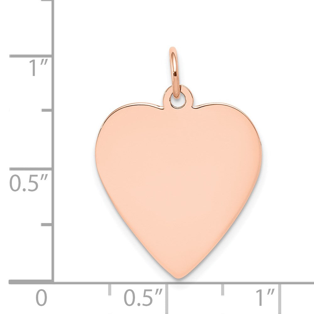 14k Rose Gold Plain .018 Gauge Engraveable Heart 24x21mm Disc Charm