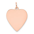14k Rose Gold Plain .018 Gauge Engraveable Heart 24x21mm Disc Charm