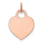 14k Rose Gold Plain .018 Gauge Medium Engraveable Heart 19x15mm Disc Charm