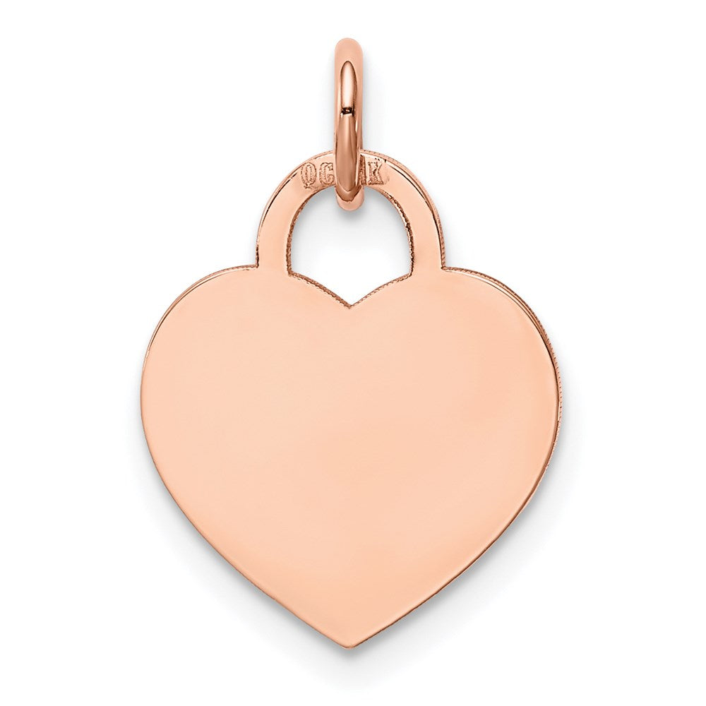 14k Rose Gold Plain .018 Gauge Medium Engraveable Heart 19x15mm Disc Charm