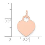 14k Rose Gold Plain .018 Gauge Medium Engraveable Heart 19x15mm Disc Charm