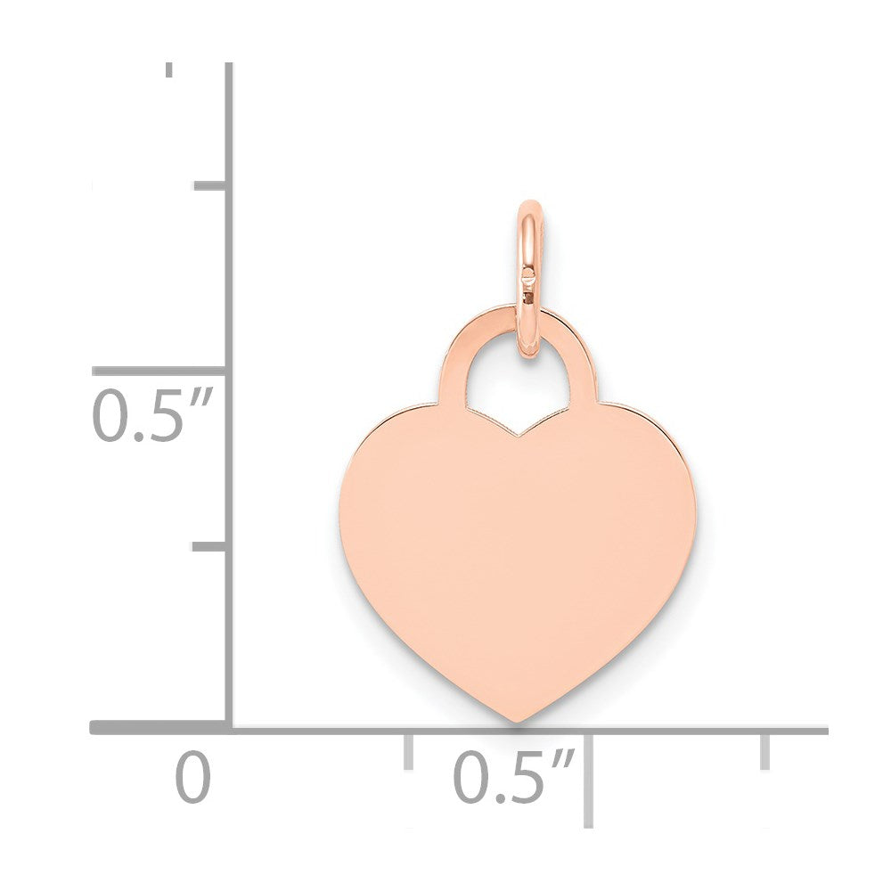 14k Rose Gold Plain .027 Gauge Medium Engraveable Heart 19x15mm Disc Charm