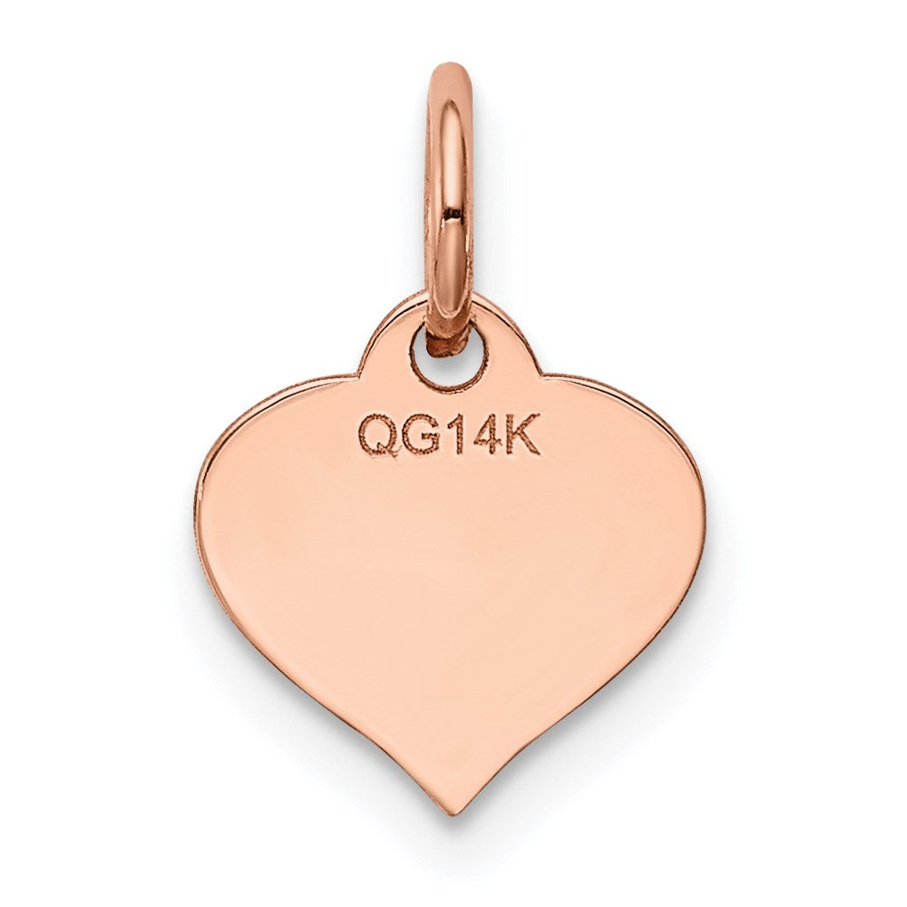 14k Rose Gold Plain .013 Gauge Engravable Heart 10mm Disc Charm