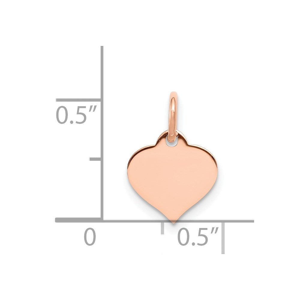 14k Rose Gold Plain .018 Gauge Engravable Heart 10mm Disc Charm
