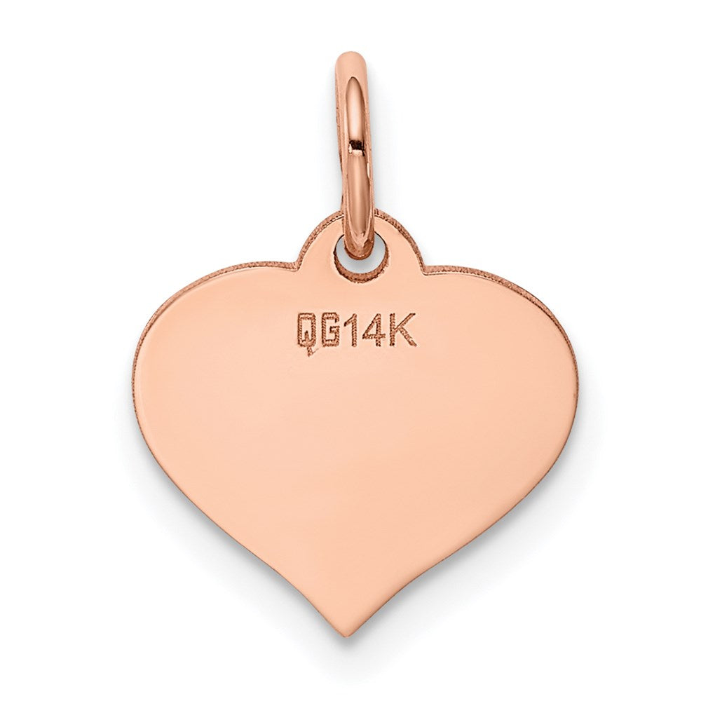 14k Rose Gold Plain .013 Gauge Engravable Heart 14x12mm Disc Charm