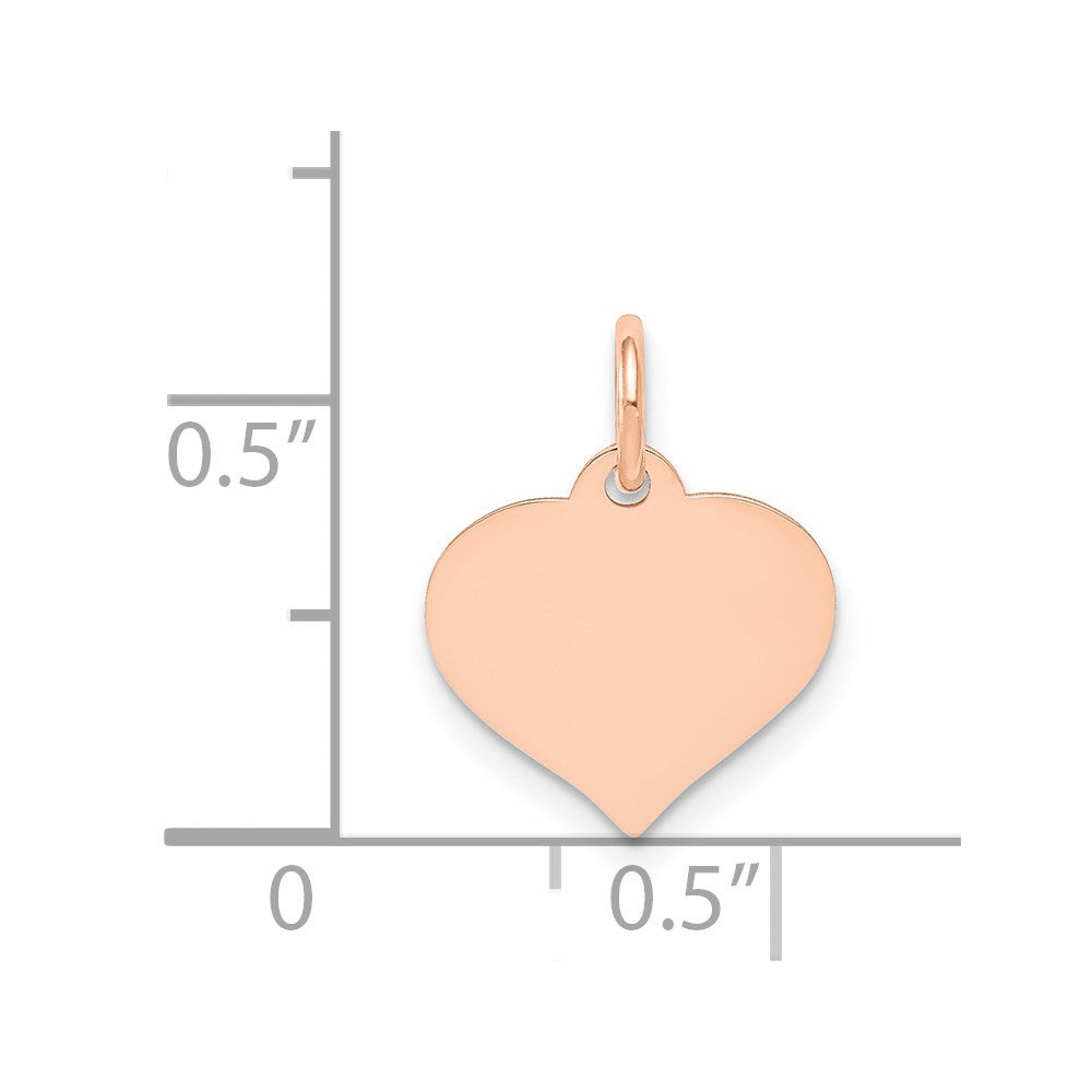 14k Rose Gold Plain .011 Gauge Engravable Heart 14x12mm Disc Charm