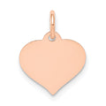 14k Rose Gold Plain .018 Gauge Engravable Heart 14x12mm Disc Charm