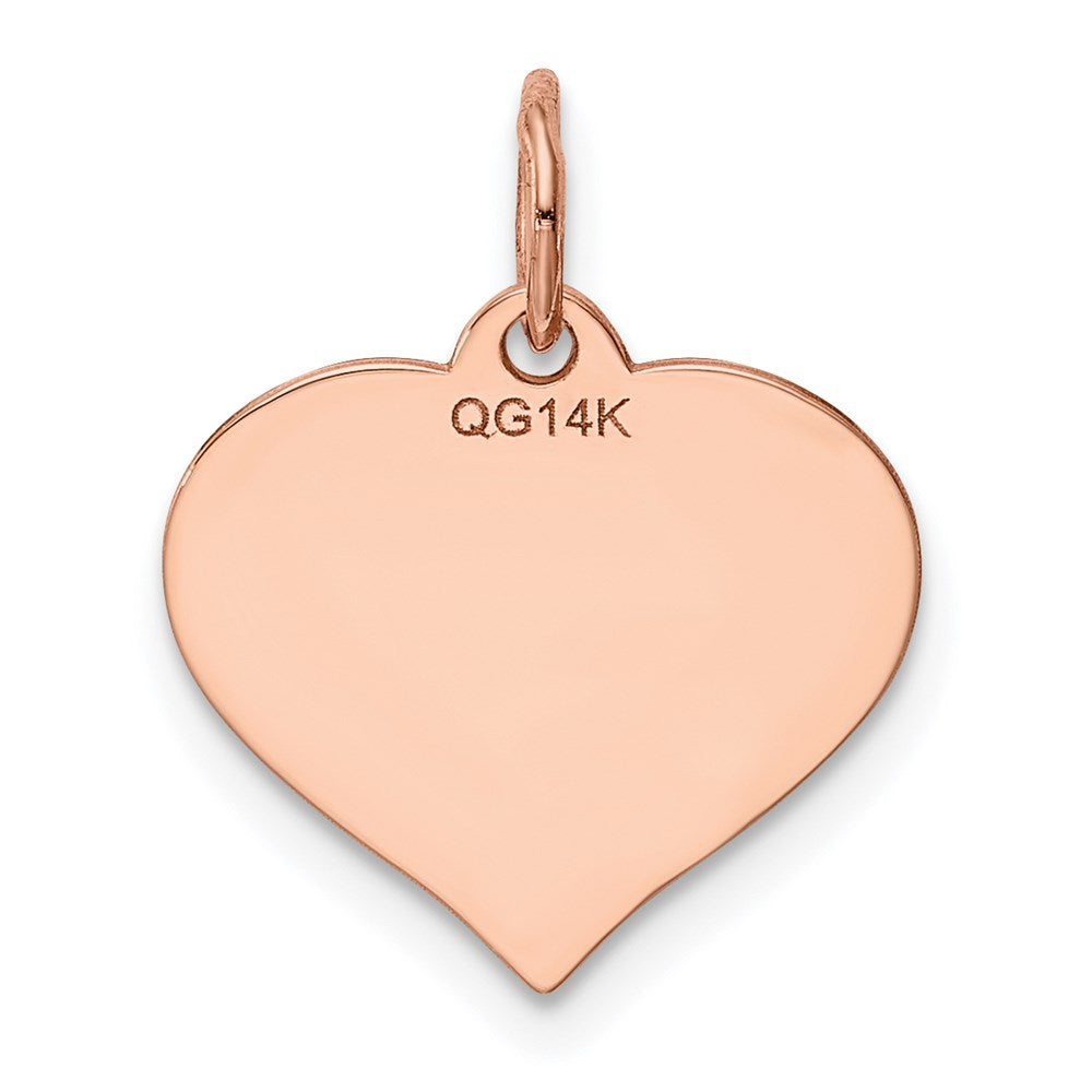 14k Rose Gold Plain .018 Gauge Engravable Heart 15x14mm Disc Charm