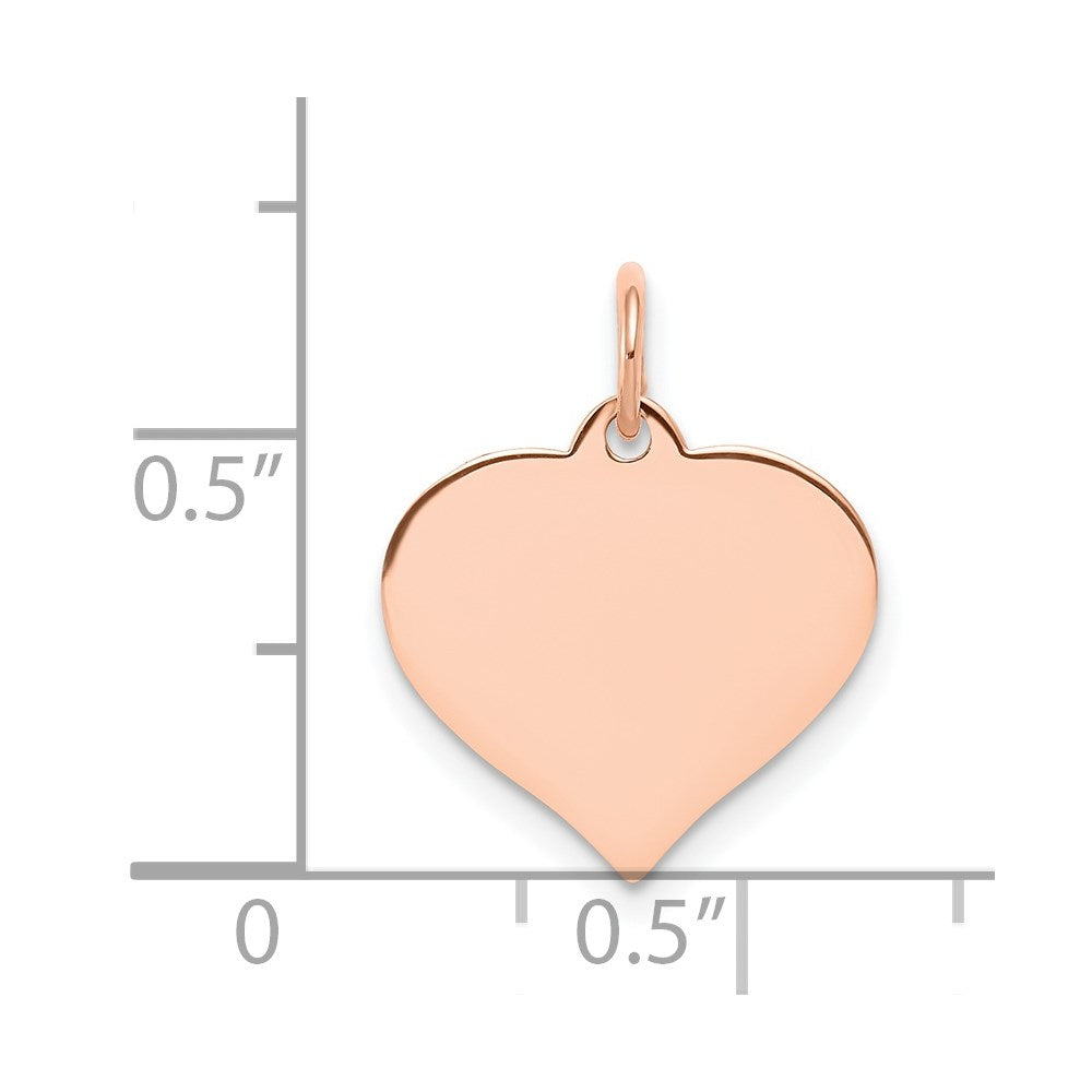 14k Rose Gold Plain .018 Gauge Engravable Heart 15x14mm Disc Charm