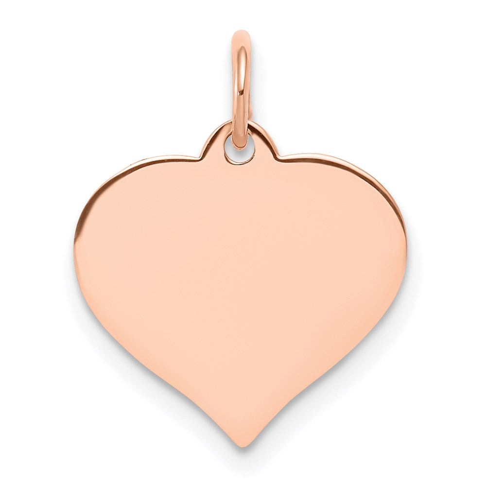 14k Rose Gold Plain .018 Gauge Engravable Heart 15x14mm Disc Charm