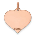 14k Rose Gold Plain .013 Gauge Engravable Heart 16x17mm Disc Charm