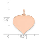 14k Rose Gold Plain .013 Gauge Engravable Heart 16x17mm Disc Charm