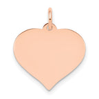 14k Rose Gold Plain .013 Gauge Engravable Heart 16x17mm Disc Charm