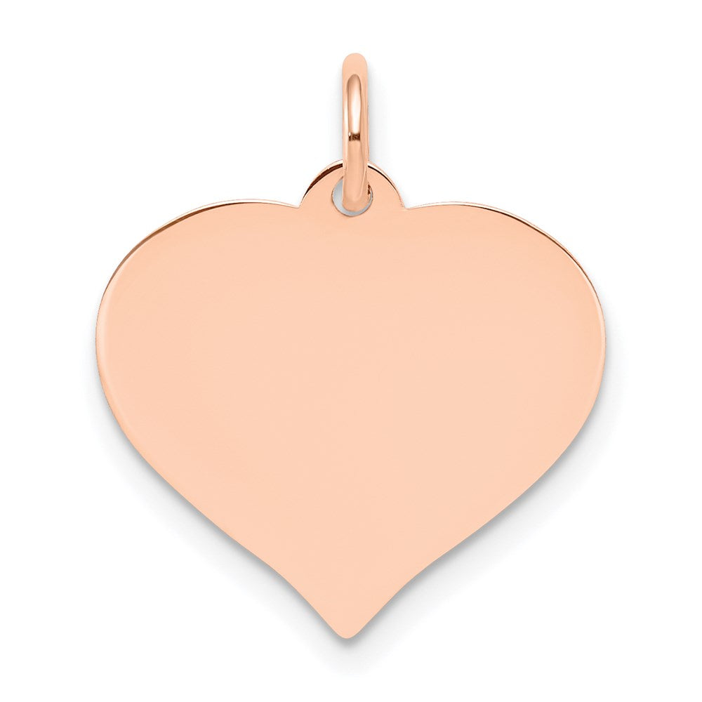 14k Rose Gold Plain .013 Gauge Engravable Heart 16x17mm Disc Charm