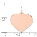 14k Rose Gold Plain .013 Gauge Engravable Heart 19x18mm Disc Charm