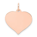 14k Rose Gold Plain .013 Gauge Engravable Heart 19x18mm Disc Charm
