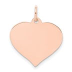 14k Rose Gold Plain .013 Gauge Engravable Heart 19x18mm Disc Charm