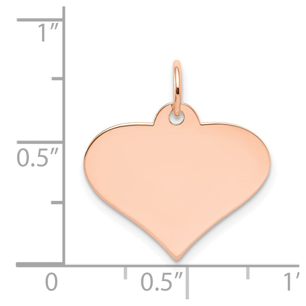 14k Rose Gold Plain .018 Gauge Engraveable Heart 18x19mm Disc Charm