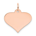 14k Rose Gold Plain .018 Gauge Engraveable Heart 18x19mm Disc Charm