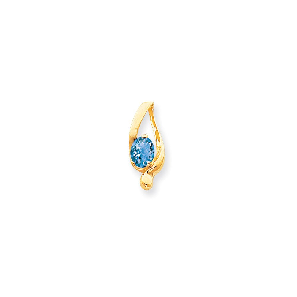 14k 8x6mm Oval Blue Topaz Checker slide