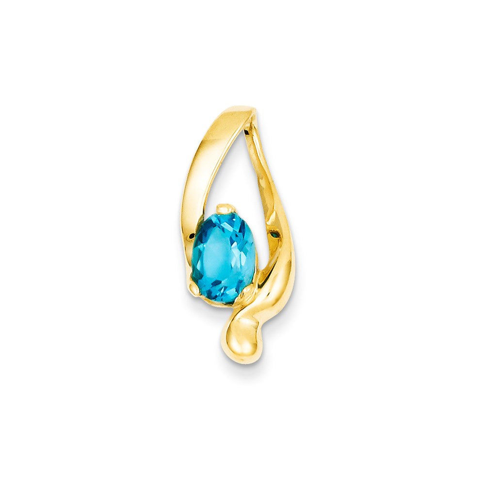14k 8x6mm Oval Blue Topaz slide