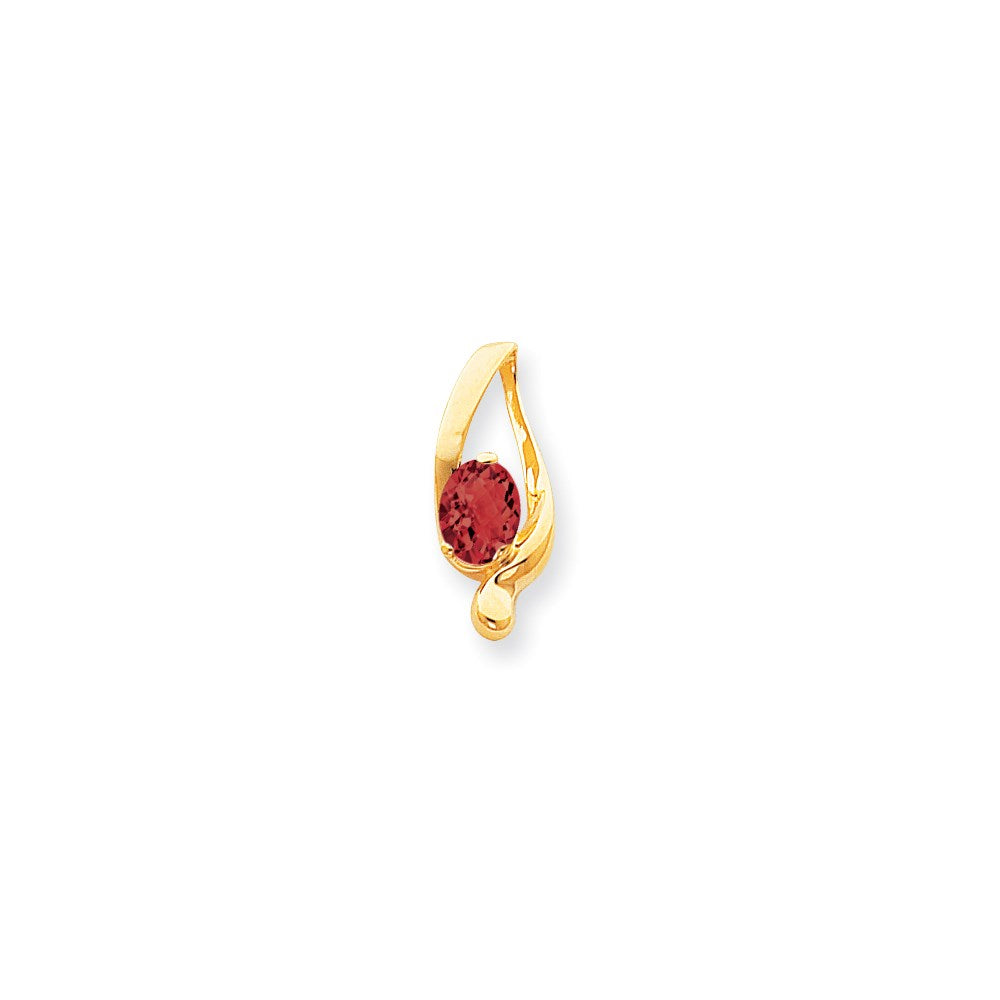 14k 8x6mm Oval Garnet Checker slide
