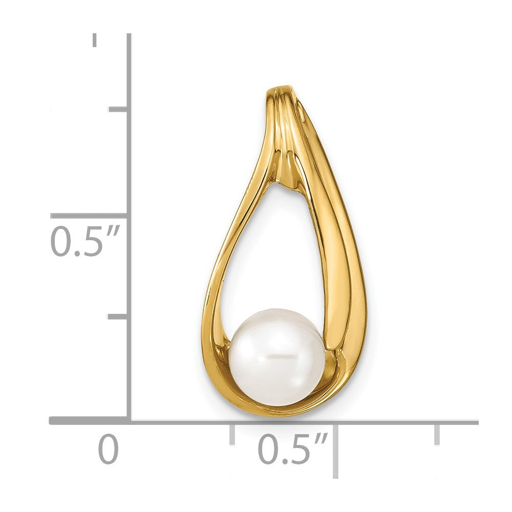 14k 6-7mm Near Round White Freshwater Cultured Pearl Slide Fits up to 6mm Regular/8mm Fancy or Reversible Omega