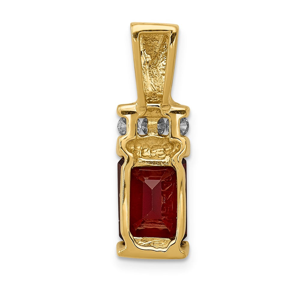 14k 8x6mm Emerald-cut Garnet and VS Diamond Slide Fits up to 2mm Regular/4mm Fancy or Reversible Omega