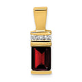 14k 8x6mm Emerald-cut Garnet and VS Diamond Slide Fits up to 2mm Regular/4mm Fancy or Reversible Omega