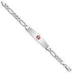 Sterling Silver Rhodium-plated Medical ID Figaro Link Bracelet